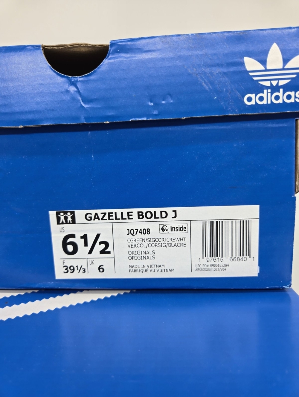 Adidas Gazelle Bold JQ7408 Collegiate Green Signal Coral Girls Shoes Size 6.5 - Picture 8 of 8